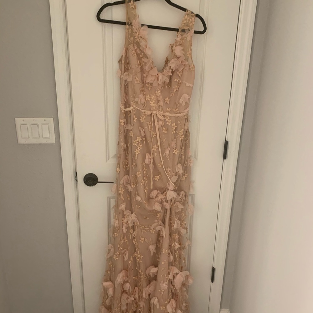 Marchesa Notte Sleeveless embroidered gown - blush